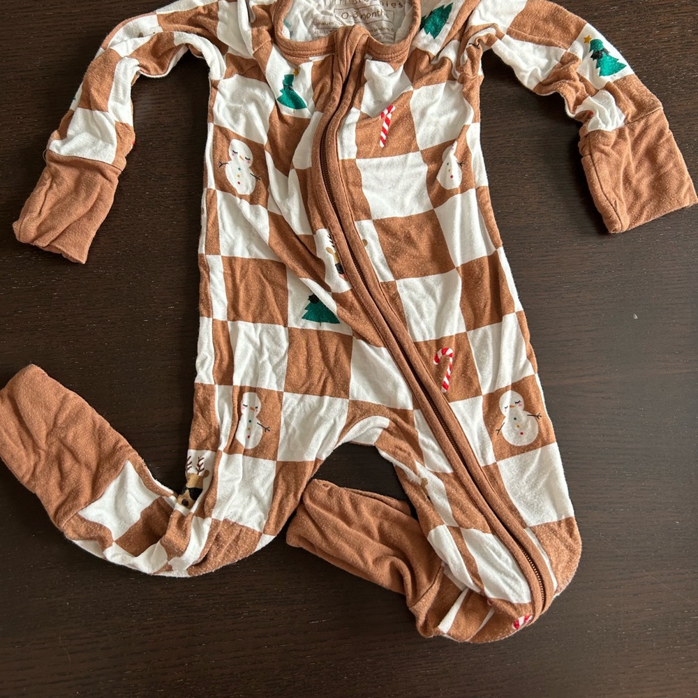 Little Sleepies Brown and White Checkered Footie